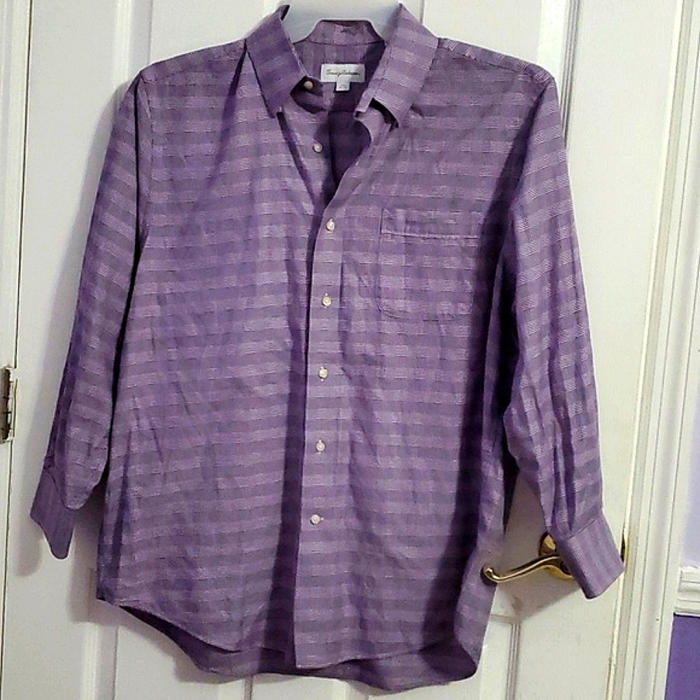 Tommy Bahama Lavender Plaid Long Sleeve Button Down Shirt Career Event